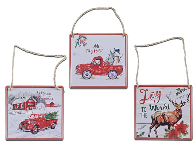 Carton of 24 Christmas Printed Square Metal Plaque