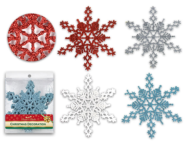 Carton of 24 Christmas Glitter Snowflake Ornament