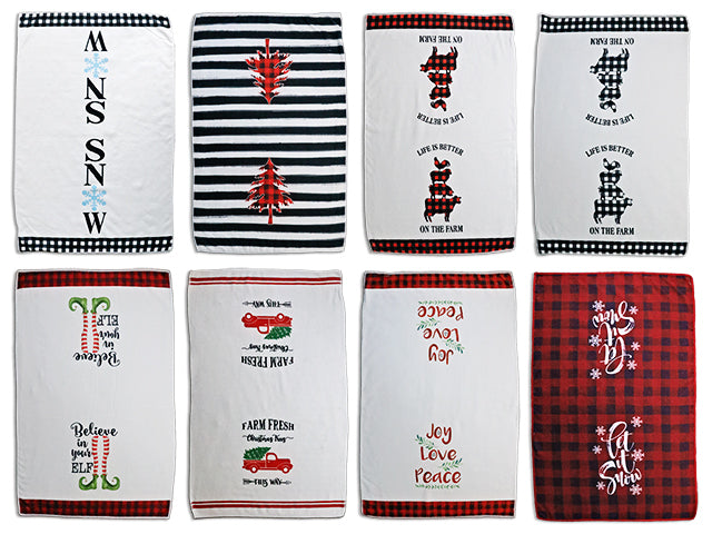 Carton of 12 Christmas Printed Hand Towel