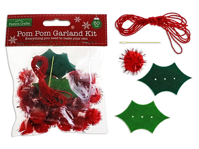 Carton of 24 Christmas Make Your Own Tinsel Pom Poms Garland