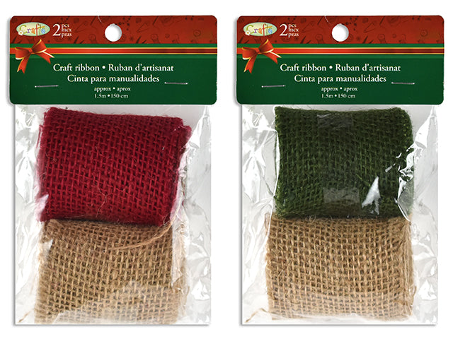 Carton of 24 Christmas Burlap Ribbon Roll