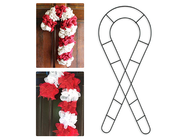 Carton of 12 Create Your Own Double Candy Cane Wire Wreath Frame