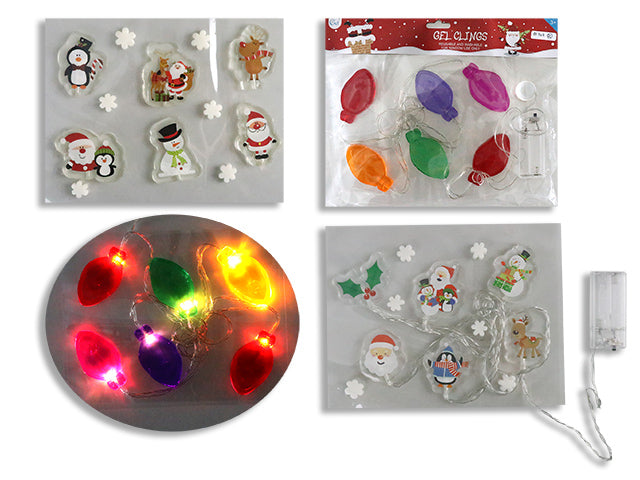 Carton of 12 Christmas Gel Cling String Lights