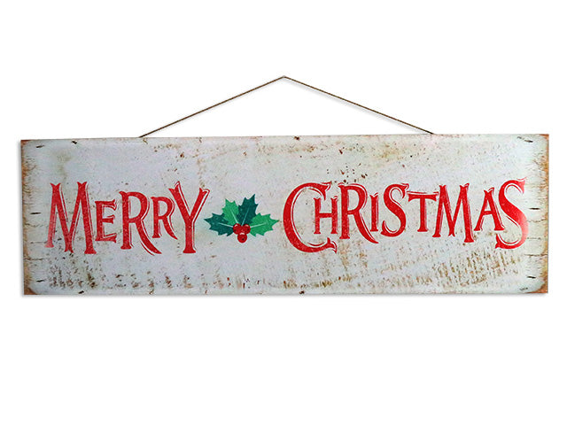 Carton of 12 Christmas Merry Christmas Hanging Plaque With Metal Handle