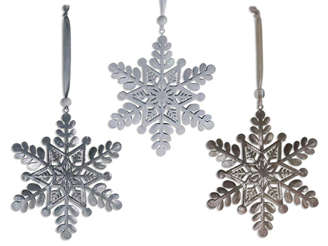 Carton of 24 Christmas Metal Die Cut Hanging Snowflake