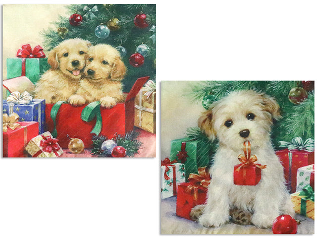 Carton of 12 Christmas Dog Jute Cushion Cover