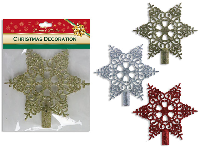 Carton of 12 Christmas Die Cut Glitter Star Tree Topper