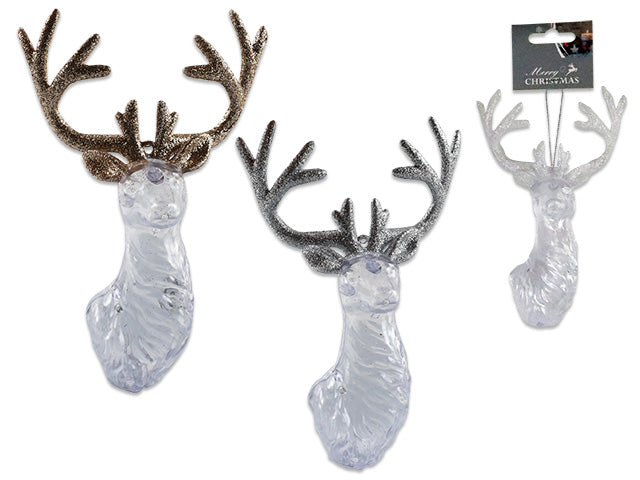 Carton of 24 Christmas Acrylic Reindeer Head Ornament