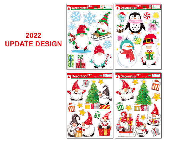 Carton of 24 Christmas Gnome Window Clings