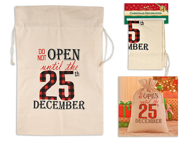 Carton of 24 Christmas Canvas Drawstring Gift Bag