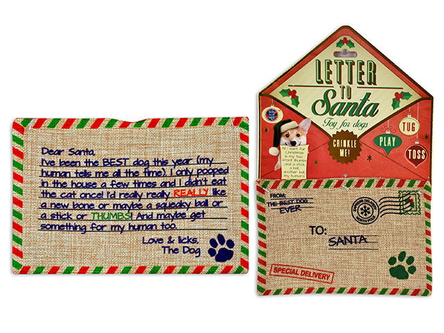 Carton of 12 Christmas Canvas Letter To Santa Dog Toy