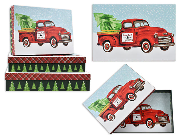 Carton of 12 Christmas Matte Truck Rectangular Gift Box Small