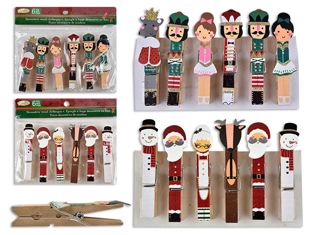 Carton of 24 Christmas Glitter Decorative Clothespins