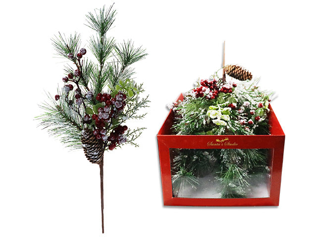 Carton of 24 Christmas Snow Dusted Evergreen Pine Needle Branch