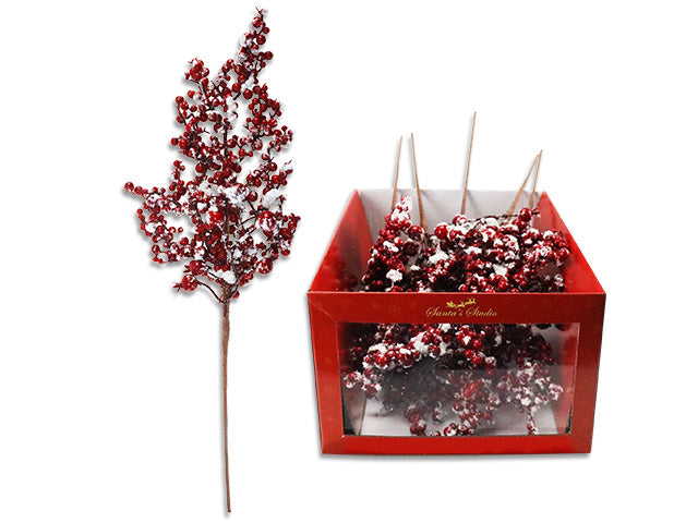 Carton of 24 Christmas Snow Dusted Berries Branch Medium