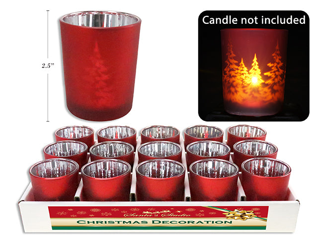 Carton of 30 Christmas Tree Frosted Glass Candle Holder