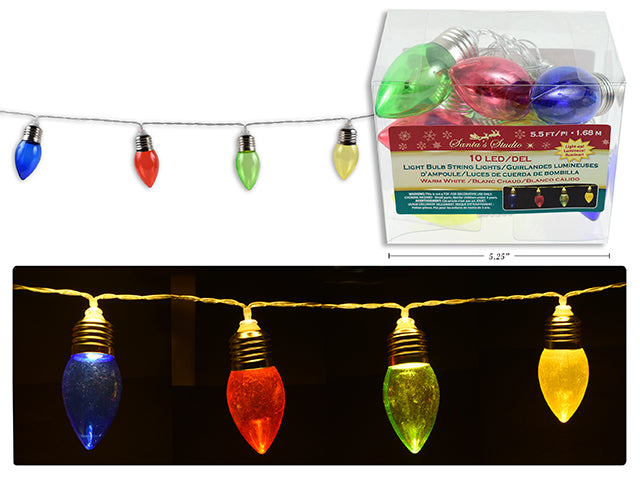 Carton of 12 Christmas Battery Operated Led Multi Color Light Bulb String Lights