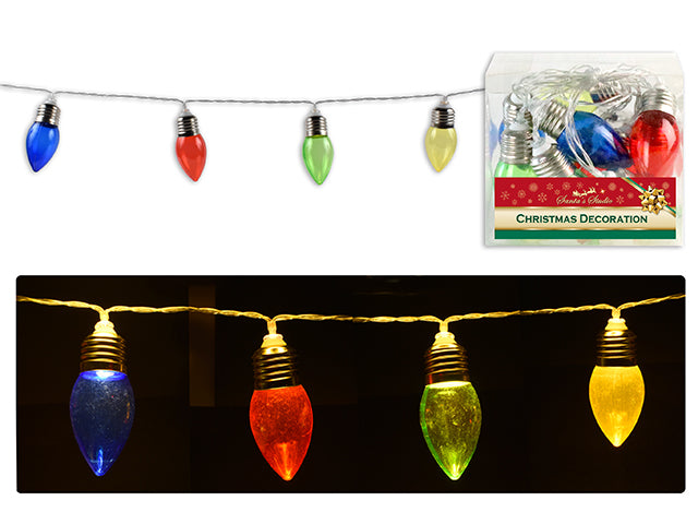 Carton of 12 Christmas Battery Operated Led Multi Color Light Bulb String Lights