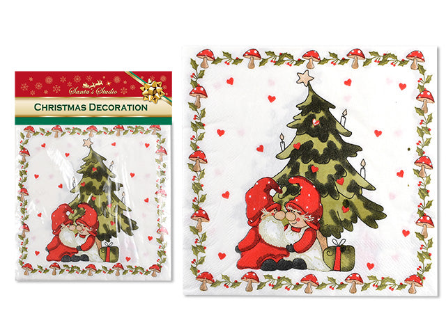 Carton of 24 Christmas Gnome Luncheon Napkins