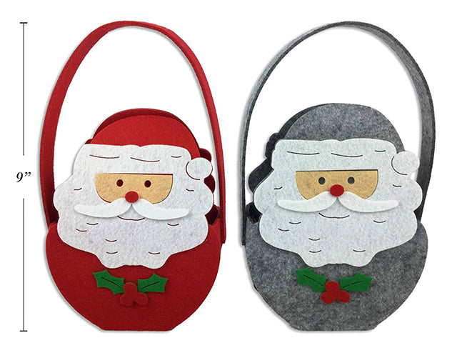 Carton of 24 9In X 5.5In Xmas Santa Layered Die-Cut Felt Bag W/Hanger. 2 Asst.Colours. Cht.