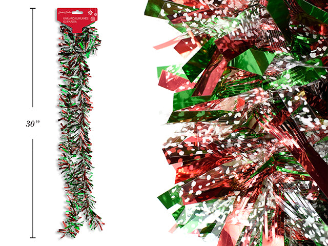 Carton of 24 6.5Ft Xmas Multi-Coloured Chunky Garland. 3 Tips. Wrap Round.