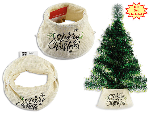 Carton of 24 9.25In(D) X 4.75In(H) Xmas Jute Tree Collar W/ 2 Buttons. Cht.