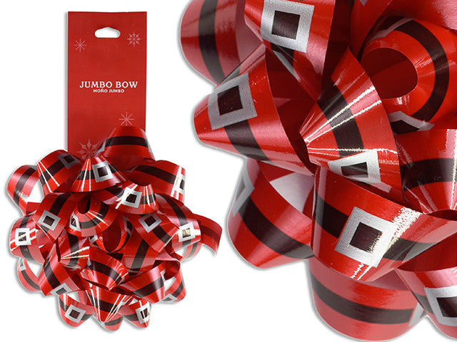 Carton of 12 6In (D) 22-Loop Santa Suit Jumbo Xmas Gift Bow. 2Cm (W) Ribbon. H/C.