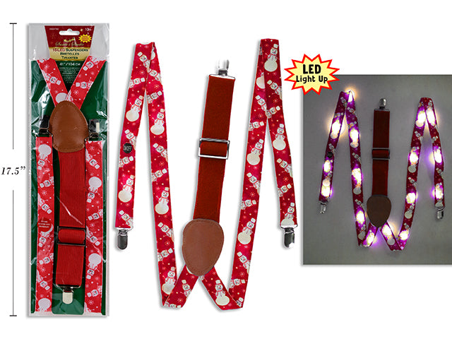 Carton of 12 Christmas Battery Operated Light Up Printed Suspenders