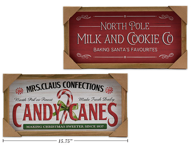 Carton of 12 15.75In X 7-7/8In Xmas Mrs.Claus Bakery Mdf Wall Plaque. 4 Asst.Styles.