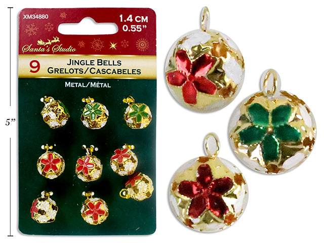 Carton of 24 Christmas Metal Flower Jingle Bells