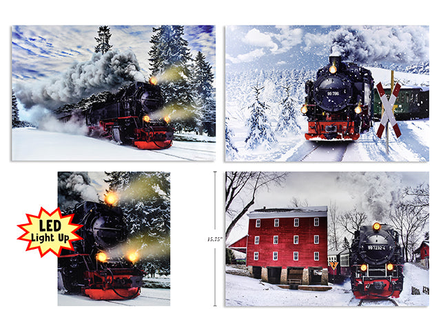 Carton of 12 Christmas Battery Operated Train Canvas Painting