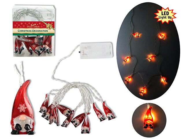 Carton of 12 Christmas Battery Operated Gnome String Lights