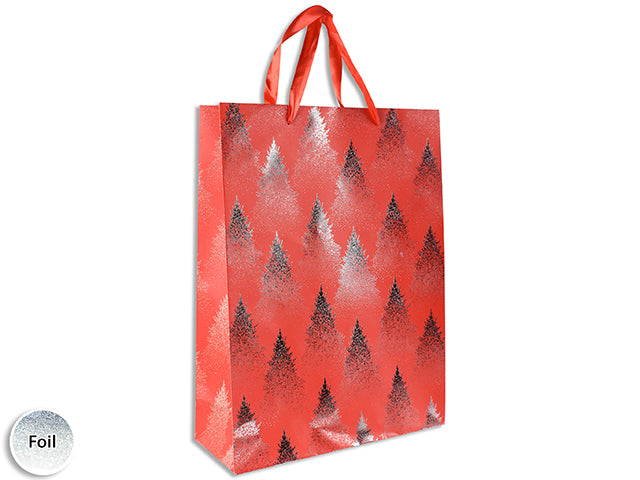 Carton of 12 Xmas Matte W/Silver Engraved Foil Gradient Giftbag - Jumbo W/Satin Handle. J-Hook.