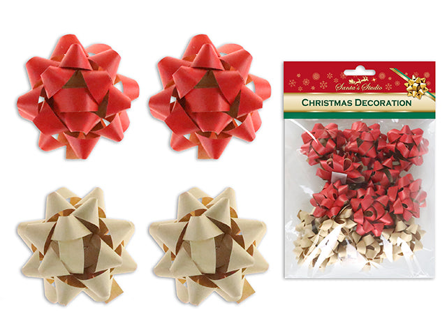 Carton of 12 16Pk 2.5In Xmas Matte Gift Bow. 2 Asst.Colours/Pack. Pbh.