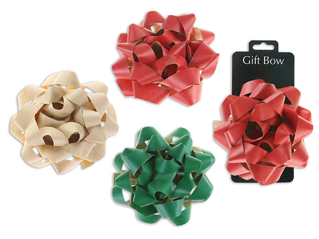 Carton of 12 6In Xmas Matte Gift Bow. 3 Asst.Colours. T.O.C.