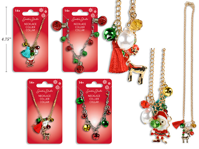 Carton of 24 Christmas Jingle Bell Or Ball Ornament Necklace