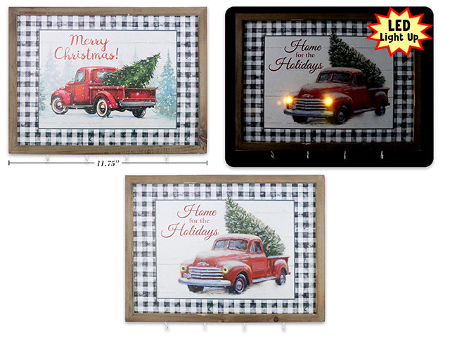 Carton of 12 Christmas Battery Operated Framed Truck Plaque