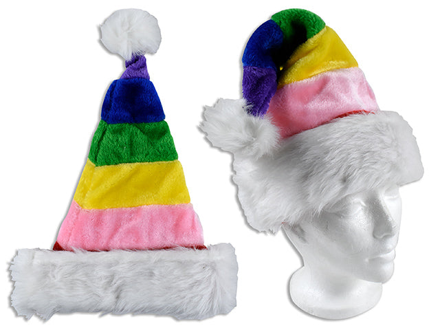 Carton of 12 Christmas Plush Rainbow Pride Santa Hat