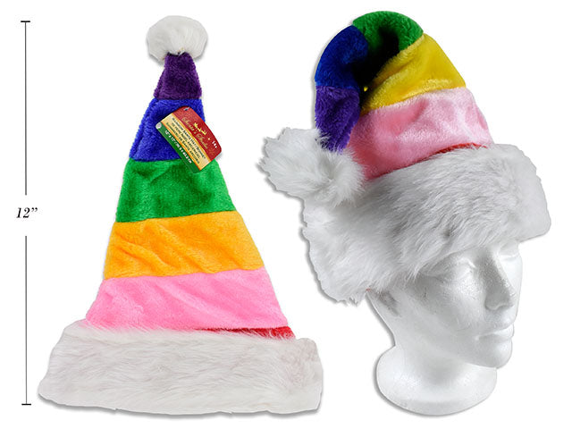 Carton of 12 Christmas Plush Rainbow Pride Santa Hat