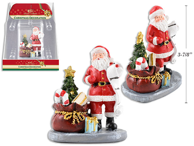 Carton of 6 Christmas Polyresin Santa With Gift Sack