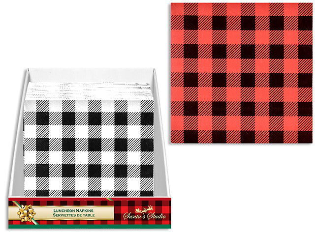 Carton of 24 Christmas Buffalo Plaid Luncheon Napkins