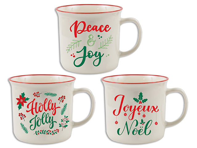 Carton of 12 Christmas Stoneware Mug With Sayings Small