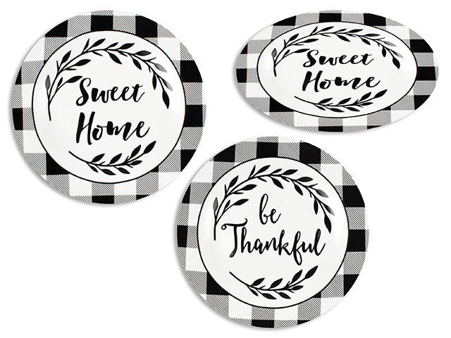 Carton of 12 Christmas White And Black Buffalo Plaid Salad Plate