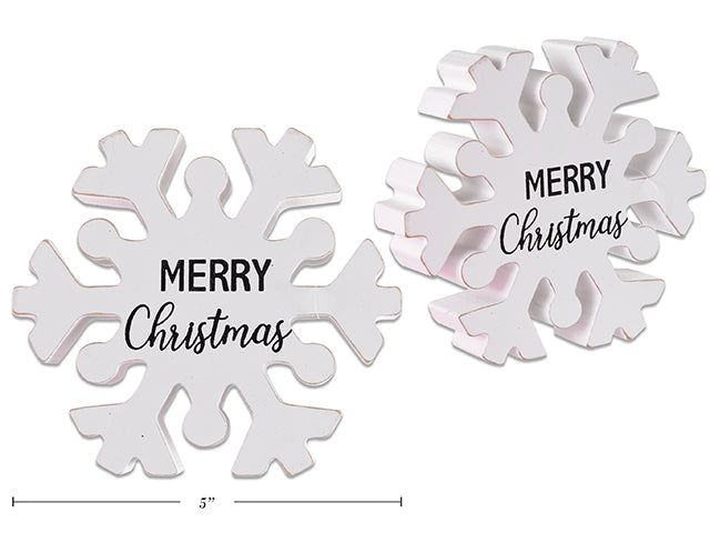 Carton of 24 4.92in x 4.53in Xmas MDF Die-Cut Snowflake Decor. Cht.