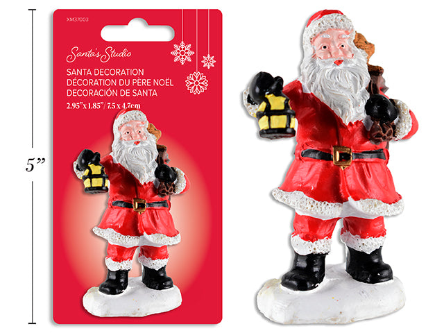 Carton of 24 2.95in x 1.85in Xmas Gift Sack Santa w/Lantern Tabletop. T.o.c.