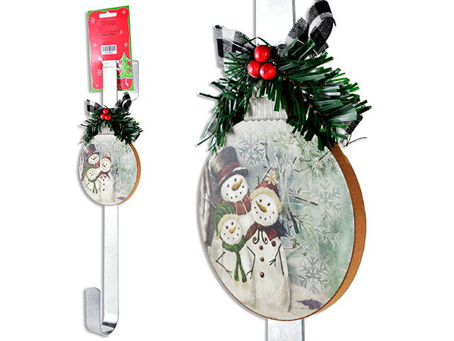 Carton of 12 15.2in Xmas Galvanized Wreath Hanger w/Round MDF Tip-On. h/c.