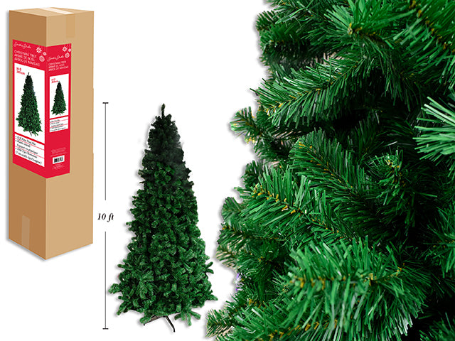 Carton of 1 10 ft (305cm) Green Spruce Artificial Christmas Tree. 1800 Tips x 7cm (W). White Box w/Col. Label.