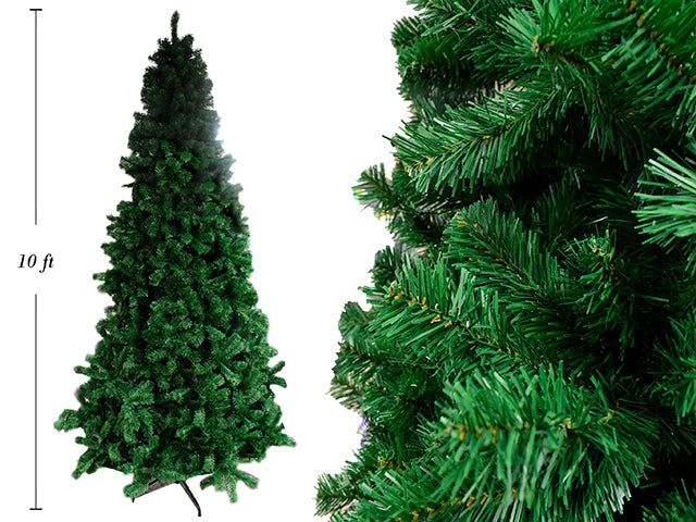 Carton of 1 10 ft (305cm) Green Spruce Artificial Christmas Tree. 1800 Tips x 7cm (W). White Box w/Col. Label.