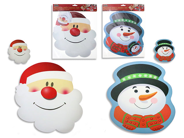 Carton of 24 8pk PVC Xmas Tableware Set. Incl: 4pcs 4in Coaster + 4pcs 11-7/8in x 11in Placemats. 2 Asst. Pbh.