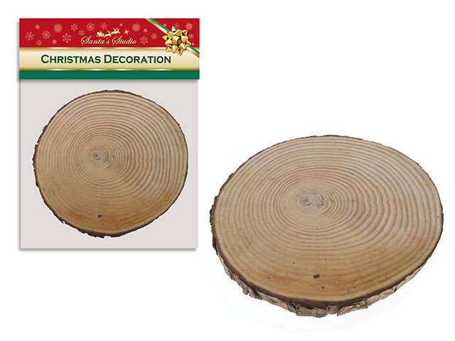 Carton of 24 7-5/8in Xmas Tree Trunk Slice. Pbh. NATURAL PRODUCT - VARIATIONS WILL OCCUR